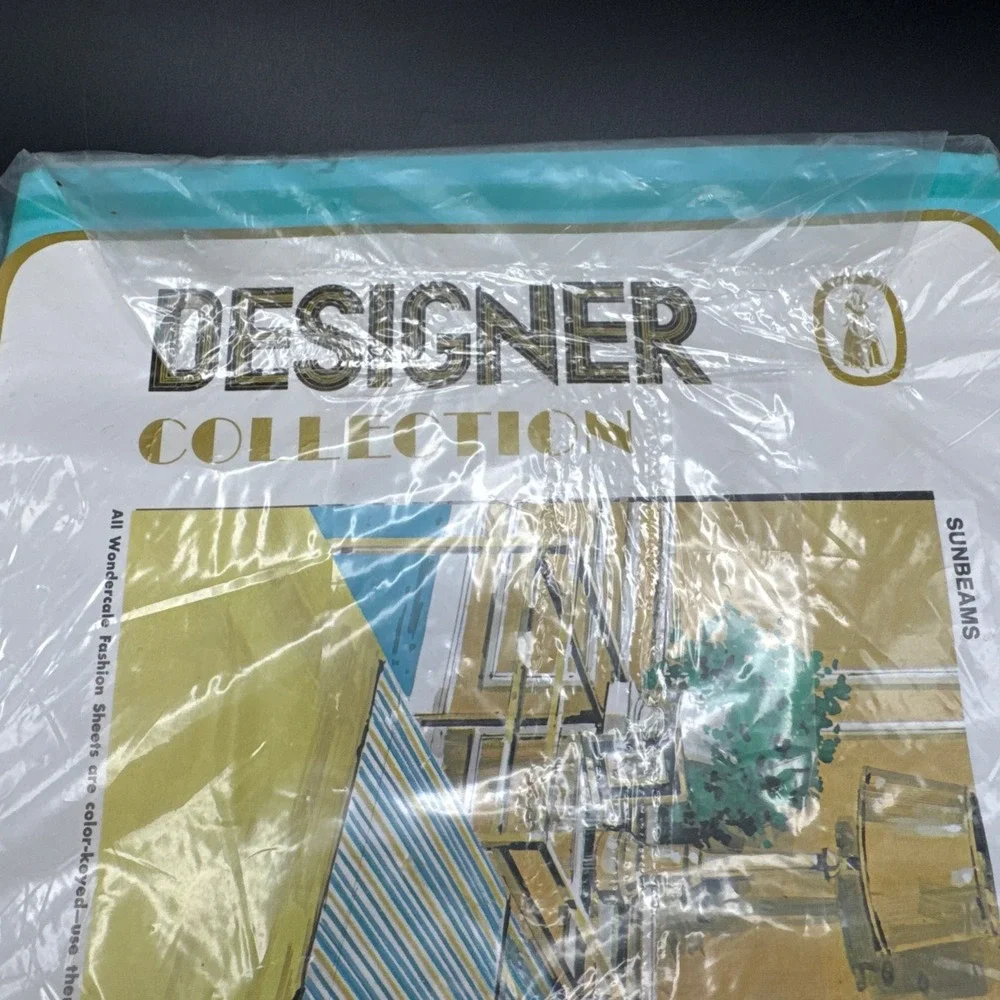 Vintage Springmaid Combed Percale Sheet Retro Stripes FULL FLAT Aqua Blue Fabric